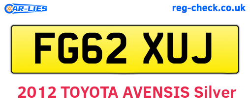 FG62XUJ are the vehicle registration plates.