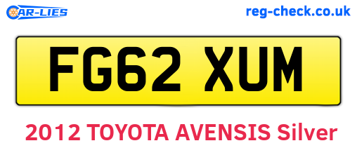 FG62XUM are the vehicle registration plates.