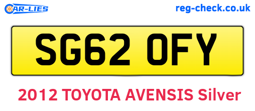 SG62OFY are the vehicle registration plates.