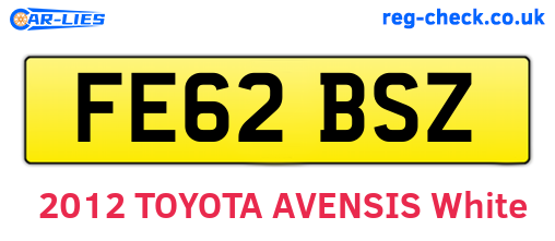 FE62BSZ are the vehicle registration plates.