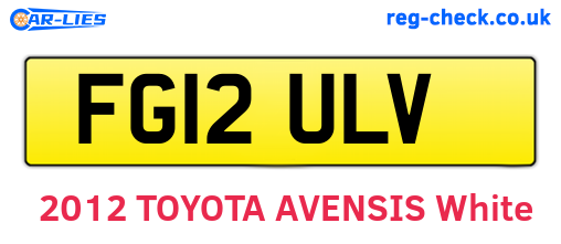 FG12ULV are the vehicle registration plates.