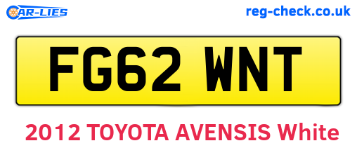 FG62WNT are the vehicle registration plates.
