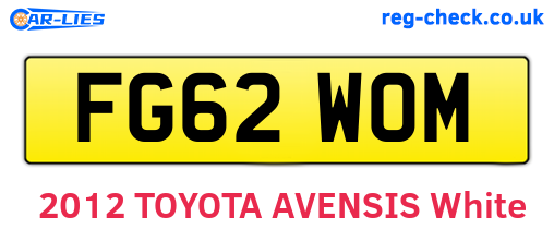 FG62WOM are the vehicle registration plates.