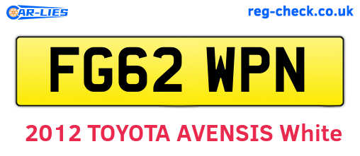 FG62WPN are the vehicle registration plates.