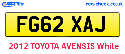 FG62XAJ are the vehicle registration plates.
