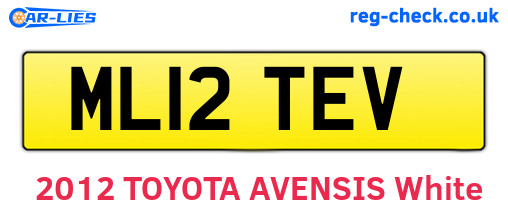 ML12TEV are the vehicle registration plates.