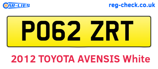 PO62ZRT are the vehicle registration plates.