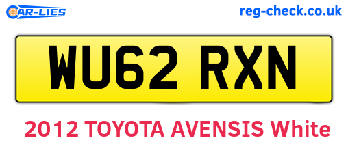 WU62RXN are the vehicle registration plates.