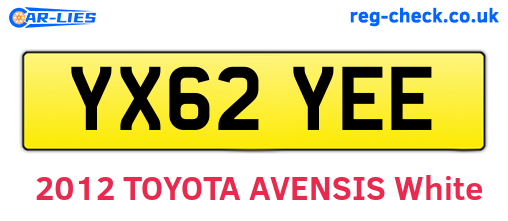YX62YEE are the vehicle registration plates.