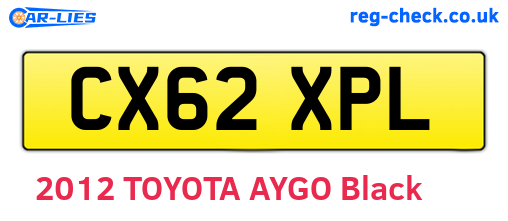 CX62XPL are the vehicle registration plates.