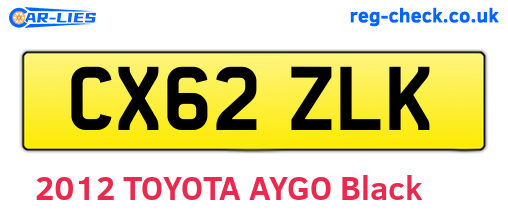 CX62ZLK are the vehicle registration plates.