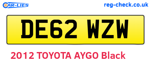 DE62WZW are the vehicle registration plates.