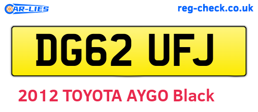 DG62UFJ are the vehicle registration plates.