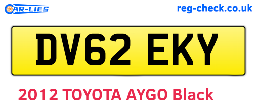 DV62EKY are the vehicle registration plates.
