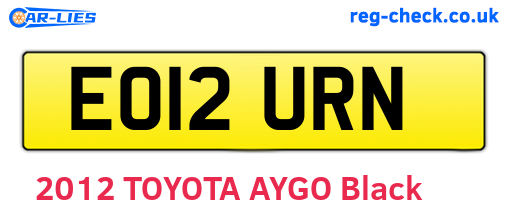 EO12URN are the vehicle registration plates.