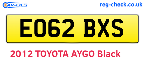 EO62BXS are the vehicle registration plates.