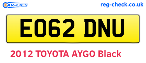 EO62DNU are the vehicle registration plates.