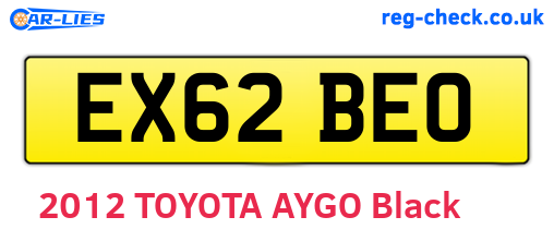 EX62BEO are the vehicle registration plates.