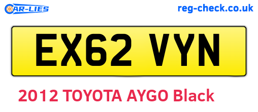 EX62VYN are the vehicle registration plates.