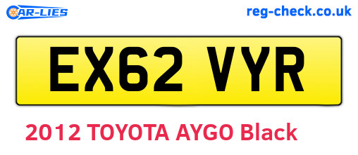 EX62VYR are the vehicle registration plates.