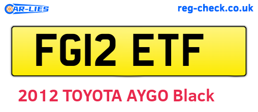 FG12ETF are the vehicle registration plates.