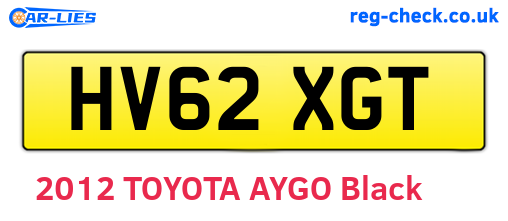 HV62XGT are the vehicle registration plates.
