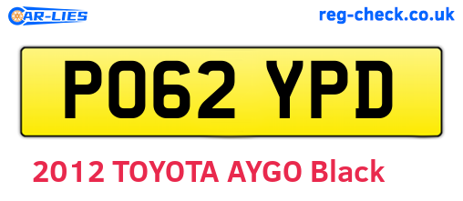 PO62YPD are the vehicle registration plates.