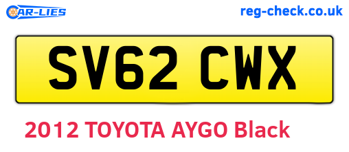 SV62CWX are the vehicle registration plates.