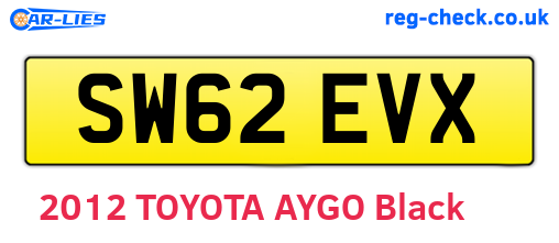 SW62EVX are the vehicle registration plates.