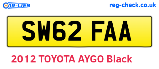 SW62FAA are the vehicle registration plates.