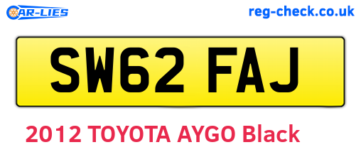 SW62FAJ are the vehicle registration plates.
