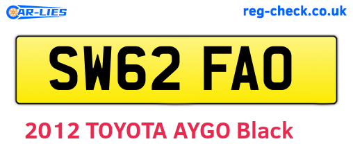 SW62FAO are the vehicle registration plates.