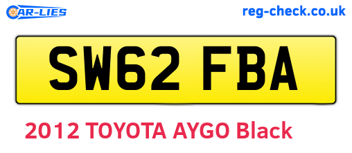 SW62FBA are the vehicle registration plates.
