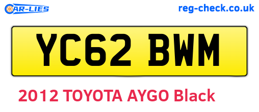 YC62BWM are the vehicle registration plates.