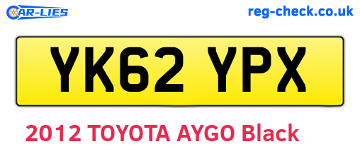 YK62YPX are the vehicle registration plates.