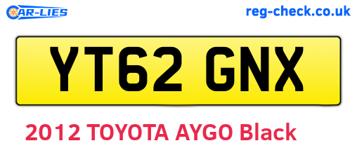 YT62GNX are the vehicle registration plates.