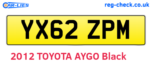 YX62ZPM are the vehicle registration plates.