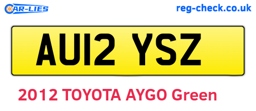 AU12YSZ are the vehicle registration plates.