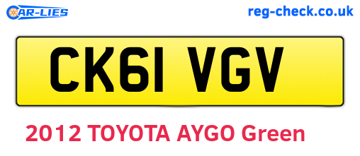 CK61VGV are the vehicle registration plates.