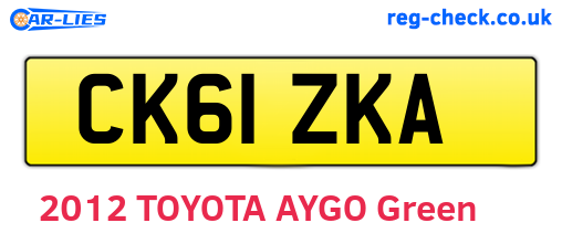 CK61ZKA are the vehicle registration plates.