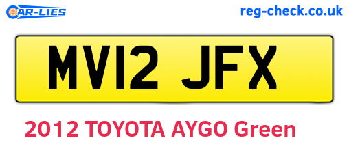 MV12JFX are the vehicle registration plates.