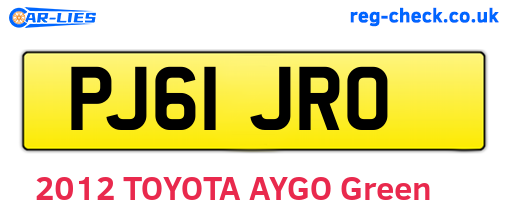 PJ61JRO are the vehicle registration plates.
