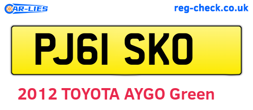 PJ61SKO are the vehicle registration plates.