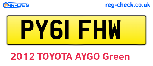 PY61FHW are the vehicle registration plates.