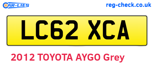 LC62XCA are the vehicle registration plates.