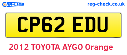 CP62EDU are the vehicle registration plates.