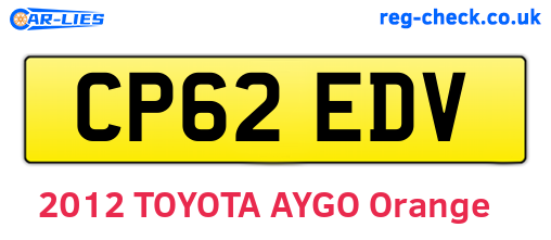 CP62EDV are the vehicle registration plates.