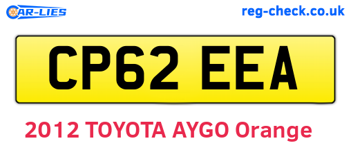 CP62EEA are the vehicle registration plates.