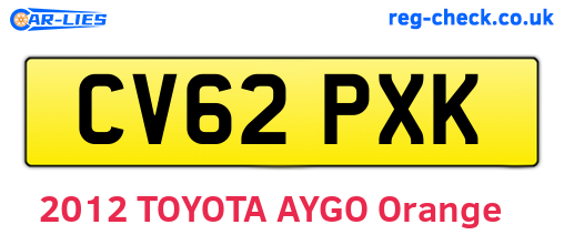 CV62PXK are the vehicle registration plates.