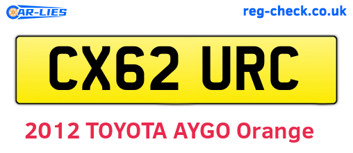 CX62URC are the vehicle registration plates.